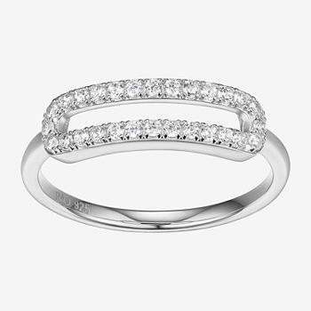 Womens 1/4 CT. T.W. Lab Created Cubic Zirconia Sterling Silver Oblong Cocktail Ring