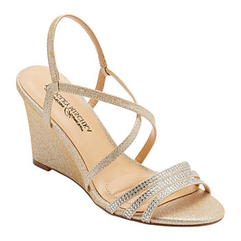 American Glamour Badgley Mischka Womens Yori Wedge Sandals
