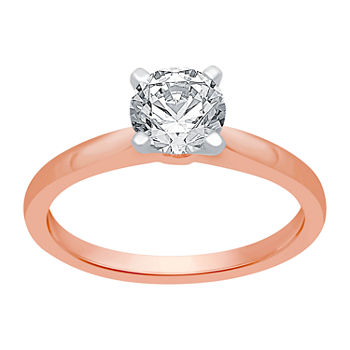 Ever Star Womens 1 1/2 CT. T.W. Lab Grown White Diamond 14K Rose Gold Round Solitaire Engagement Ring