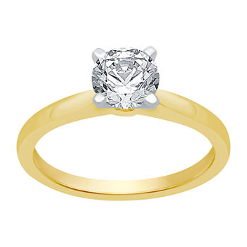 Ever Star Womens 1 1/4 CT. T.W. Lab Grown White Diamond 14K Gold Round Solitaire Engagement Ring
