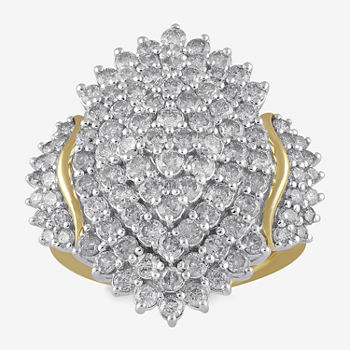 Womens 3 CT. T.W. Genuine White Diamond 10K Gold Cocktail Ring
