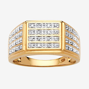 Mens 1/6 CT. T.W. Genuine White Diamond 18K Gold Over Silver Fashion Ring