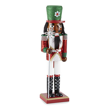 North Pole Trading Co. 14" African American Sequin Christmas Nutcracker