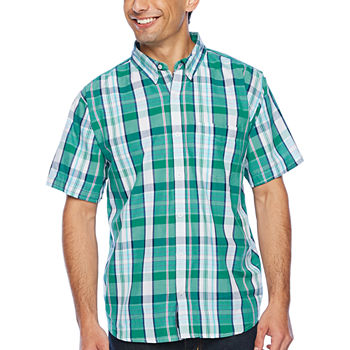 Smiths Workwear Mens Relaxed Fit Short Sleeve Plaid Button-Down Shirt