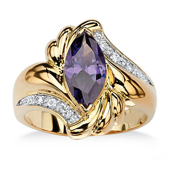 Womens 2 CT. T.W. Purple Cubic Zirconia 14K Gold Over Brass Cocktail Ring