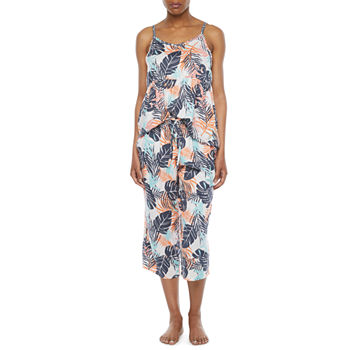 Ambrielle Womens 2-pc. V-Neck Sleeveless Capri Pajama Set