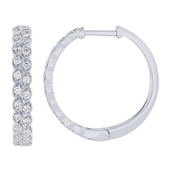 1/2 CT. T.W. Genuine White Diamond 10K White Gold 21.4mm Hoop Earrings