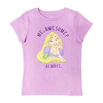 Disney Little & Big Girls Crew Neck Princess Rapunzel Short Sleeve Graphic T-Shirt