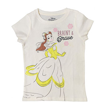 Disney Little & Big Girls Crew Neck Belle Princess Short Sleeve Graphic T-Shirt