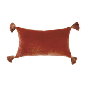 CHF Velvet Tassels Rectangular Throw Pillow