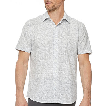 Stylus Stretch Mens Regular Fit Short Sleeve Geometric Button-Down Shirt