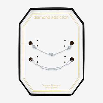 Diamond Addiction Womens 2-pc. Diamond Accent White Diamond Sterling Silver Bracelet Set