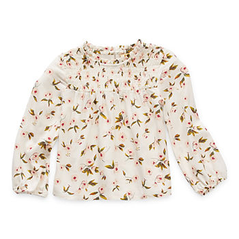 Thereabouts Toddler Girls Round Neck Long Sleeve Blouse