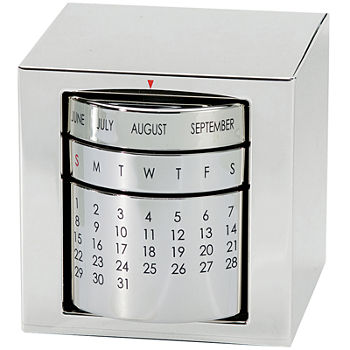 Natico Silver Polished Perpetual Calendar