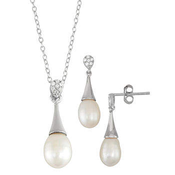 White Cultured Freshwater Pearl Sterling Silver 2-pc. Jewelry Set