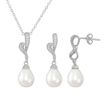 White Cultured Freshwater Pearl Sterling Silver Infinity 2-pc. Jewelry Set