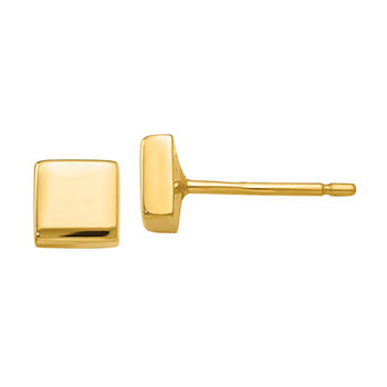 14K Gold 4.5mm Square Stud Earrings
