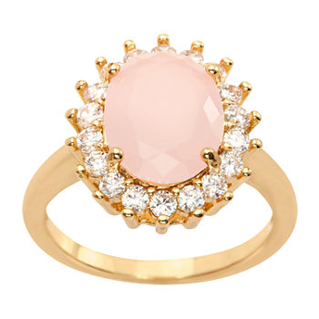 Sparkle Allure Crystal 14K Gold Over Brass Halo Cocktail Ring