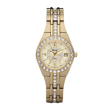 Relic By Fossil Womens Gold Tone Bracelet Watch Zr11778
