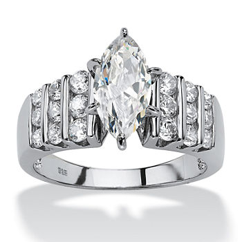 DiamonArt® Womens 2 3/4 CT. T.W. White Cubic Zirconia Platinum Over Silver Engagement Ring