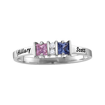 Womens Simulated Multi Color Stone Sterling Silver Square Cocktail Ring