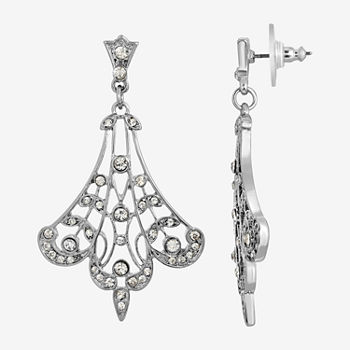 1928 Silver-Tone Crystal Drop Earrings