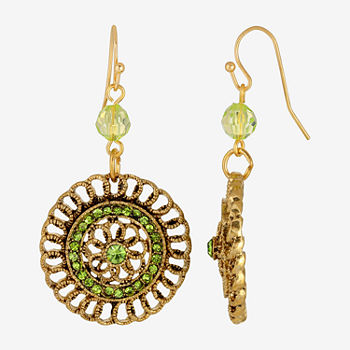 1928 Gold-Tone Round Drop Earrings