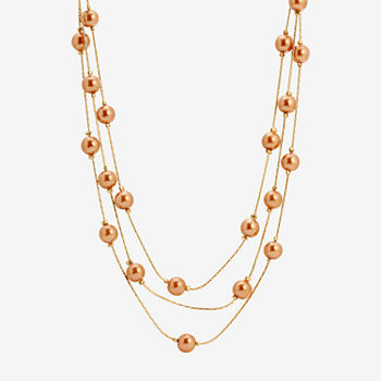 1928 Gold-Tone Simulated Pearl 16 Inch Link Strand Necklace
