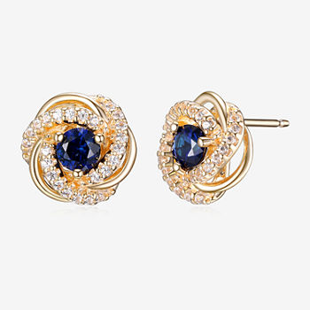 Lab Created Blue Sapphire 18K Gold Over Silver 10.6mm Stud Earrings