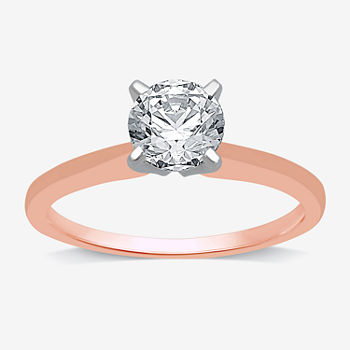 Womens 1 CT. T.W. Genuine White Diamond 10K Rose Gold Round Solitaire Engagement Ring