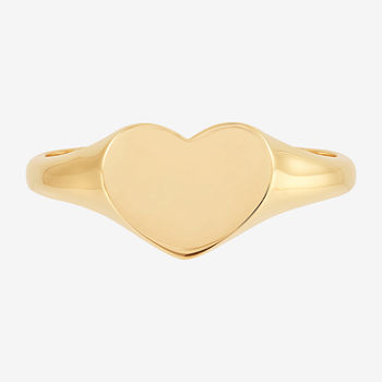 Womens 14K Gold Heart Signet Ring