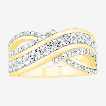 Womens 1/10 CT. T.W. Genuine White Diamond 14K Gold Over Silver Cocktail Ring