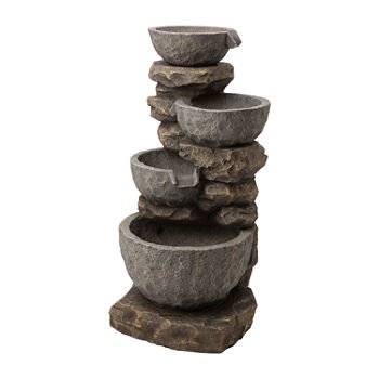 Glitzhome 32.25"H 4 Tiers Polyresin Outdoor Fountain