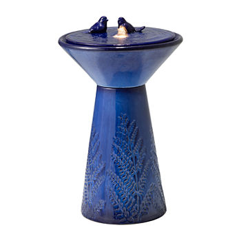 Glitzhome 27.5"H Cobalt Blue Ceramic Outdoor Fountain