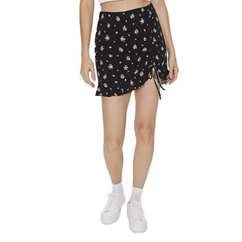 Forever 21 Juniors Womens A-Line Floral Cinch Front Skirt