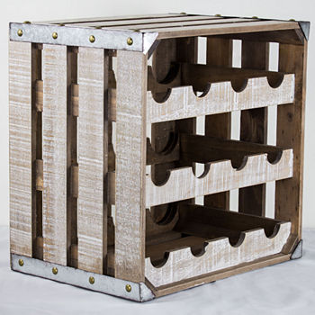 12 Bottle Rustic White Wood Crate Square Wine Rack