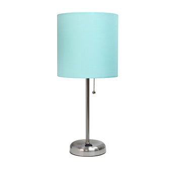 Stick Lamp With Charging Outlet Aqu Iron Table Lamp