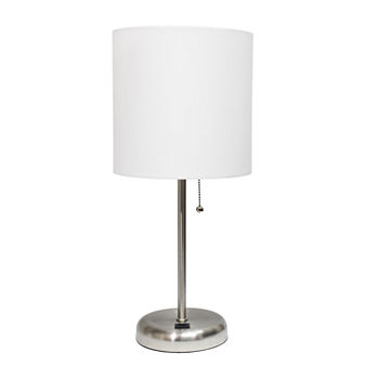 Stick Lamp With Usb Port Wht Iron Table Lamp