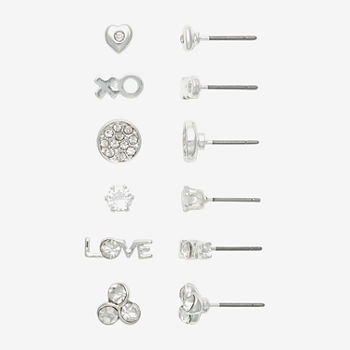 Mixit Stud Love & 6 Pair Heart Earring Set
