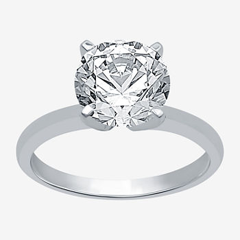 Ever Star Womens 1/2 CT. T.W. Lab Grown White Diamond 10K White Gold Round Solitaire Engagement Ring