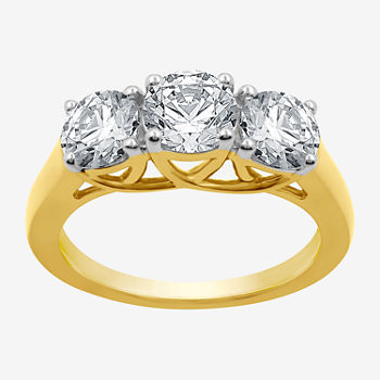 Womens 2 1/4 CT. T.W. Lab Created White Diamond 10K Gold Round 3-Stone Engagement Ring