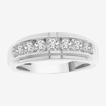 Mens 3/4 CT. T.W. Genuine White Diamond 10K White Gold Wedding Fashion Ring