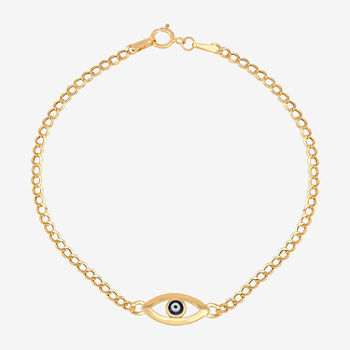 14K Gold Evil Eye Charm Bracelet