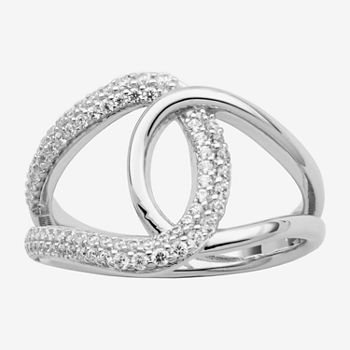 Womens 3/4 CT. T.W. Simulated Cubic Zirconia Sterling Silver Curved Side Stone Stackable Ring