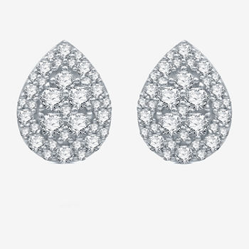 1 CT. T.W. Lab Grown White Diamond Sterling Silver 12.7mm Pear Stud Earrings
