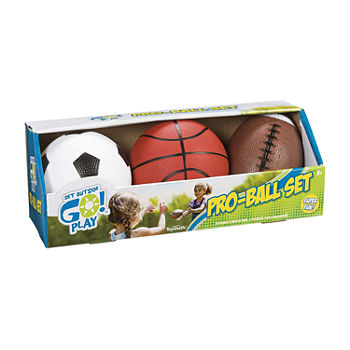 Toysmith Get Outside Go Pro-Ball Set Pack Of 3 (5-Inch Soccer Ball6.5-Inch Football And 5-Inch Basketball)