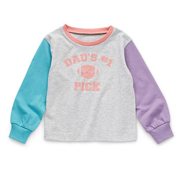 Okie Dokie Toddler Girls Round Neck Long Sleeve Graphic T-Shirt