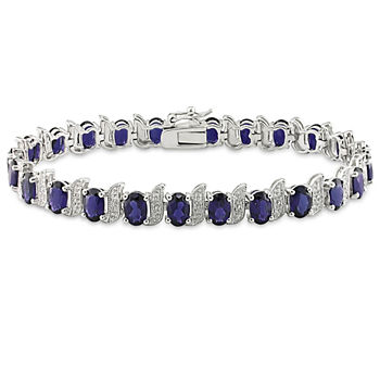 Lab Created Blue Sapphire Sterling Silver 7 Inch Tennis Bracelet