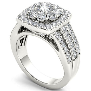 Womens 2 CT. T.W. Genuine White Diamond 14K Gold Engagement Ring