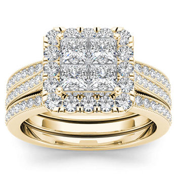 Womens 1 1/2 CT. T.W. Genuine White Diamond 14K Gold Bridal Set
